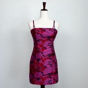 Revolve Hours Pink Camo Jacquard Sleeveless Strappy Party Sexy Mini Dress NWT